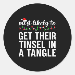 Most Likely To Christmas Matching Family Pajamas A Classic Round Sticker