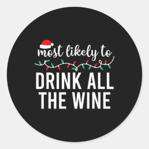 Most Likely To Christmas Matching Family Pyjamas F Classic Round Sticker