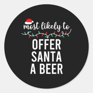 Most Likely To Christmas Matching Family Pyjamas F Classic Round Sticker