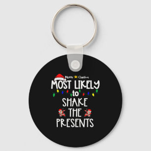 Most Likely To Christmas Shirt Matching Family Paj Key Ring
