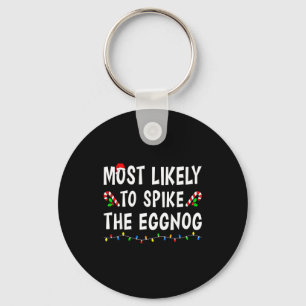 Most Likely To Christmas Xmas Pajamas Funny Matchi Key Ring