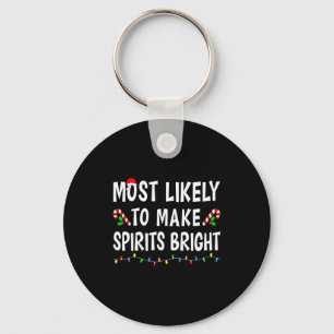 Most Likely To Christmas Xmas Pajamas Funny Matchi Key Ring