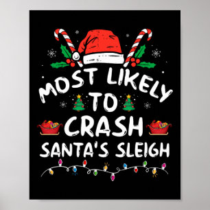 Most Likely To Crash Santa's Sleigh Fun Christmas Poster