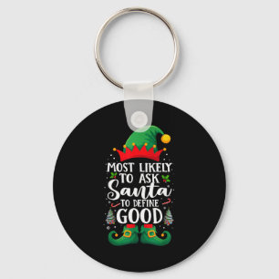 Most Likely To Define Good Matching Christmas Elf Key Ring