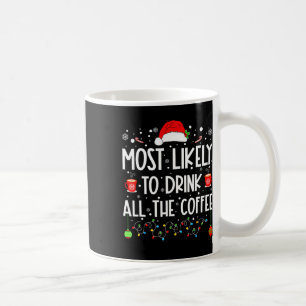 Most Likely To Drink All Coffee Funny Family Chris Mug