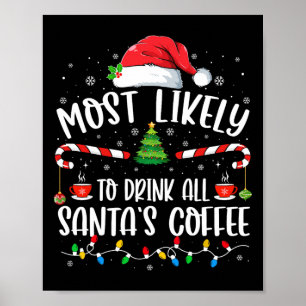Most Likely To Drink All Santa's Coffee Christmas Poster