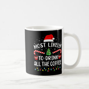 Most Likely To Drink All Santa's Coffee Family Mat Coffee Mug