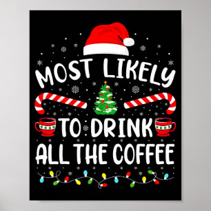Most Likely To Drink All Santa's Coffee Family Mat Poster