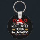 Most Likely To Drink All The Bourbon Christmas Key Ring<br><div class="desc">Most Likely To Drink All The Bourbon Funny Family Christmas</div>