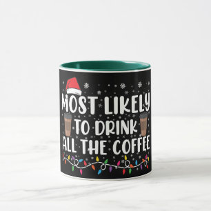 Most Likely To Drink All The Coffee Christmas  Mug
