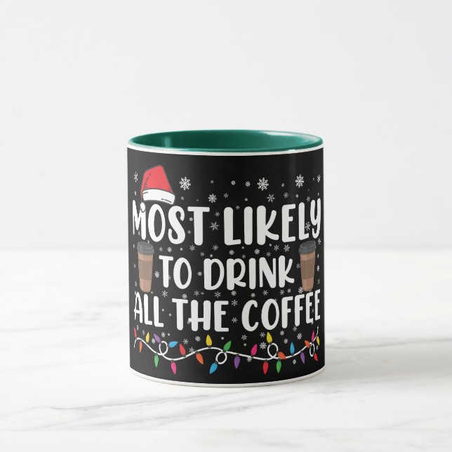 Most Likely To Drink All The Coffee Christmas  Mug (Center)