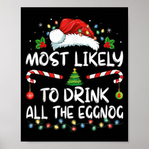 Most Likely To Drink All The Eggnog Christmas Eggn Poster