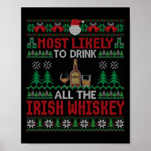Most Likely To Drink All The Irish Whiskey Christm Poster