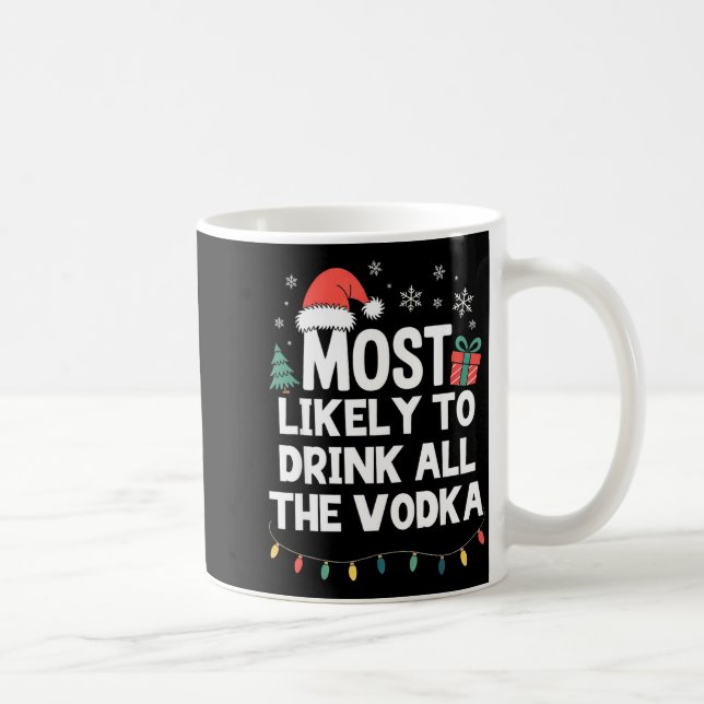 Most Likely To Drink All The Vodka Christmas Funny Coffee Mug (Right)