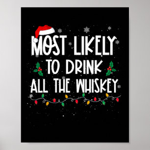 Most Likely To Drink All The Whiskey Christmas Dri Poster