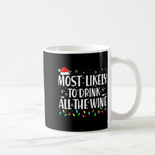 Most Likely To Drink All The Wine Christmas Coffee Mug