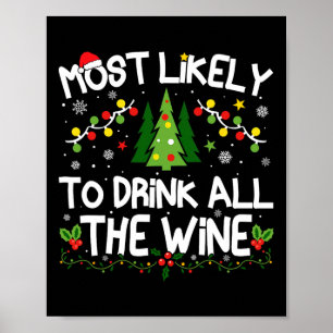 Most Likely To Drink All The Wine Christmas Matchi Poster