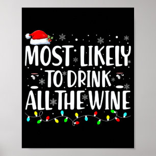 Most Likely To Drink All The Wine Christmas Poster