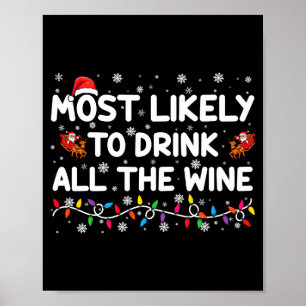 Most Likely To Drink All The Wine Family Christmas Poster