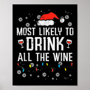 Most Likely To Drink All The Wine Family Matching Poster