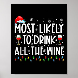 Most Likely To Drink All The Wine Family Matching  Poster