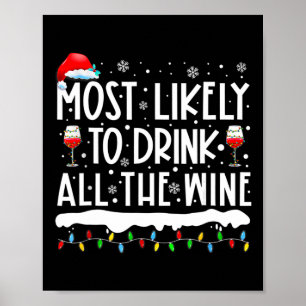 Most Likely To Drink All The Wine Family Matching Poster