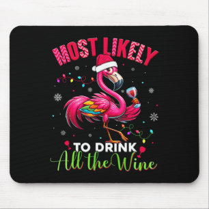 Most Likely To Drink Christmas Flamingo Womens Mouse Mat
