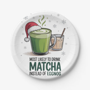 Most Likely to Drink Matcha Instead of Eggnog Xmas Paper Plate