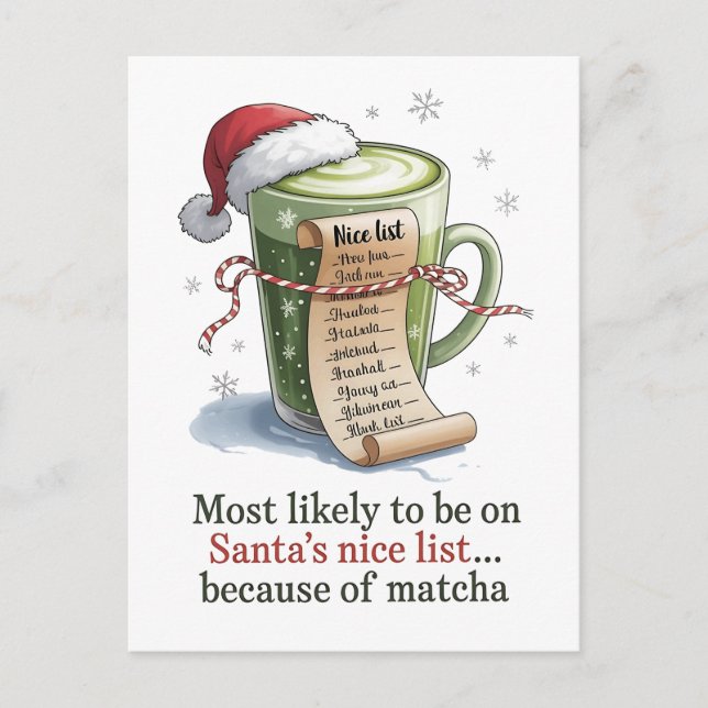 Most Likely to Drink Matcha While Everyone Else Ha Holiday Postcard (Front)