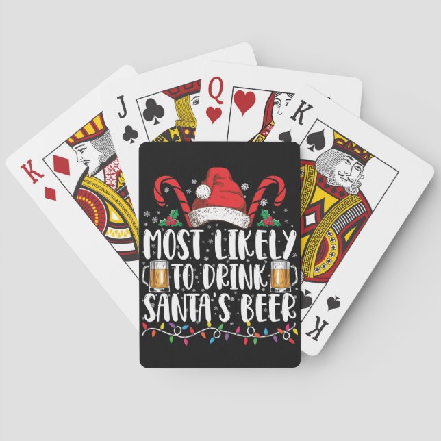 Most Likely To Drink Santa's Beer Christmas Drink Playing Cards (Back)