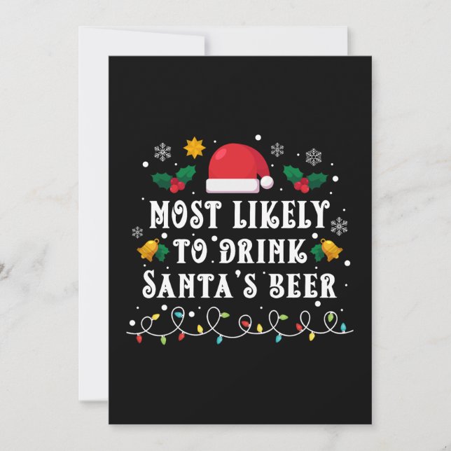 Most Likely to Drink Santa's Beer Invitation (Front)