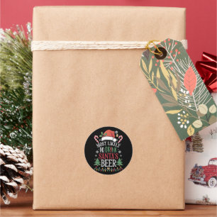 Most Likely To Drink Santa's Beer Matching Xmas Classic Round Sticker