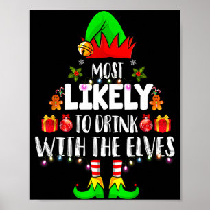 Most Likely To Drink With The Elves Matching Chris Poster