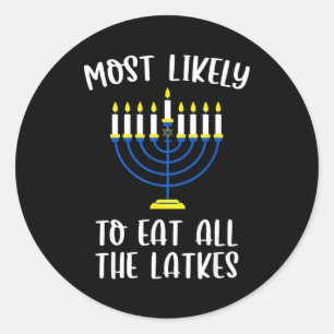 Most Likely To Eat All Latkes Hanukkah Group Match Classic Round Sticker