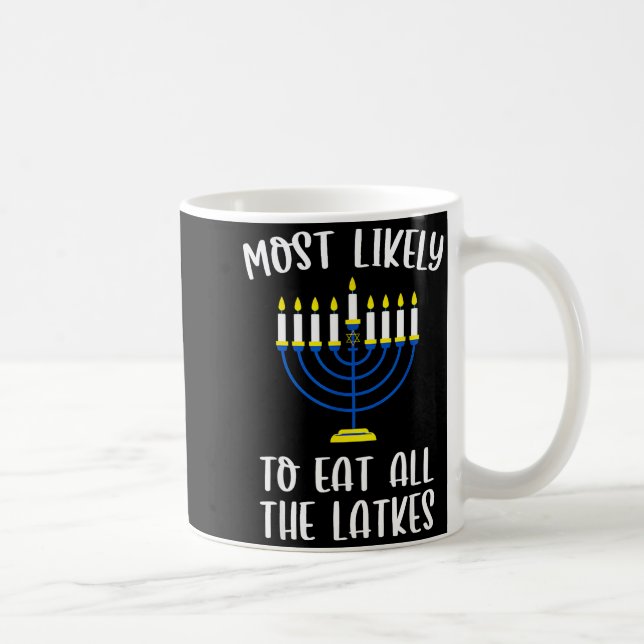 Most Likely To Eat All Latkes Hanukkah Group Match Coffee Mug (Right)