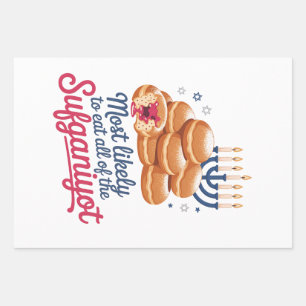 Most Likely to Eat All the Sufganiyot Hanukkah Jew Wrapping Paper Sheet