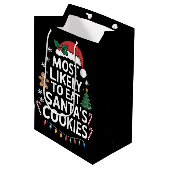 Most Likely To Eat Santas Cookies Family Christmas Medium Gift Bag (Front Angled)
