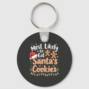 Most Likely to Eat Santa's Cookies Santa Hat Key Ring