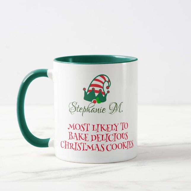 "Most Likely To" Elf Mug - Custom Christmas Cup (Left)