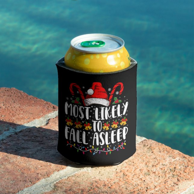 Most Likely To Fall Asleep Christmas Matching Can Cooler (In Situ Pool)