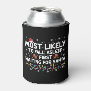 Most Likely To Fall Asleep First Funny Xmas Family Can Cooler
