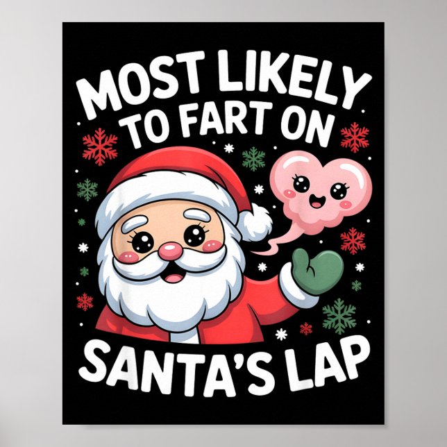 Most Likely To Fart On Santa’s Lap Funny Christmas Poster (Front)