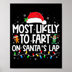 Most Likely To Fart On Santa's Lap Family Christma Poster