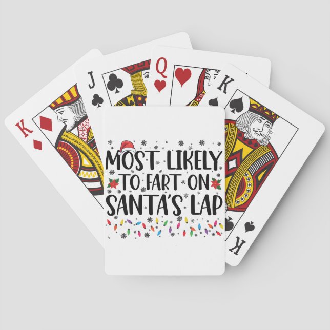 Most Likely To Fart On Santas Lap Family Christmas Playing Cards (Back)