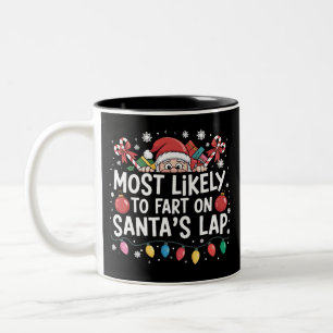 Most Likely To Fart On Santa's Lap Family Crew Two-Tone Coffee Mug