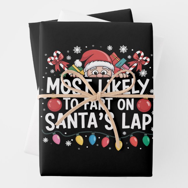 Most Likely To Fart On Santa's Lap Family Crew  Wrapping Paper Sheet (In situ)