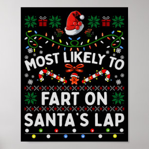 Most Likely To Fart On Santa's Lap Funny Christmas Poster