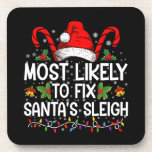Most Likely To Fix Santa's Sleigh Family Christmas Coaster<br><div class="desc">Most Likely To Fix Santa's Sleigh Family Christmas Pajama</div>
