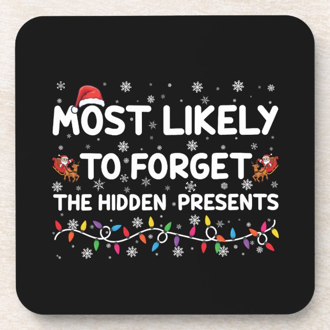 Most Likely To Forget The Hidden Presents Xmas Coaster (Front)
