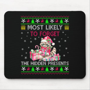 Most Likely To Forget The Hidden Raccoon Christmas Mouse Mat